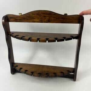 Vintage Wooden Folding Spoon Rack Wall Mounted 18 Slot Japan Kitchen Display